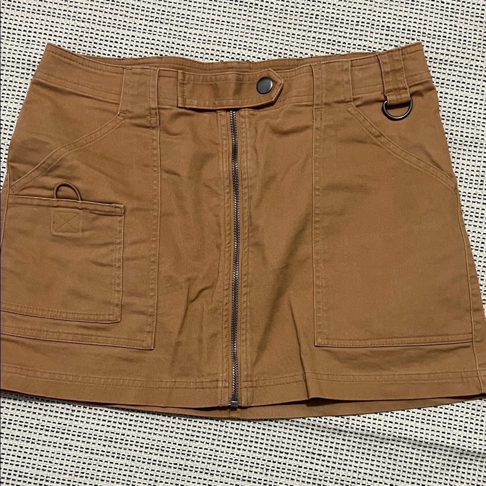 Wild Fable Brown Mini Skirt with Front Zipper